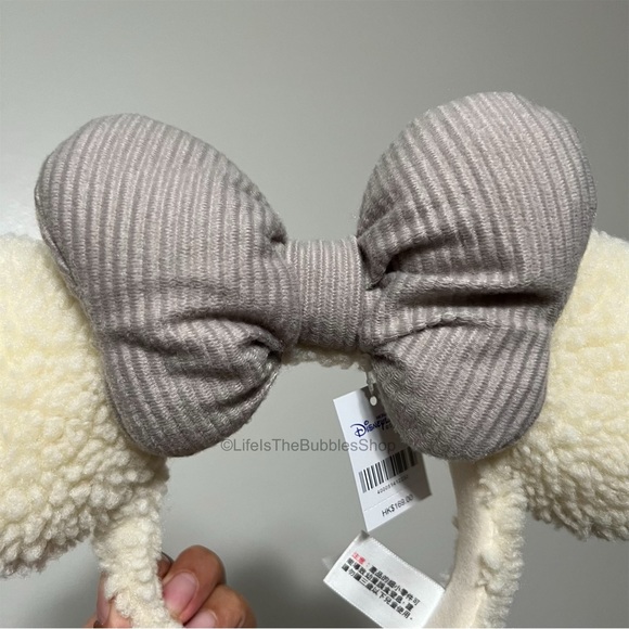 Disney - Sherpa/Fluffy Grey Bow Minnie Ears - Picture 3 of 4